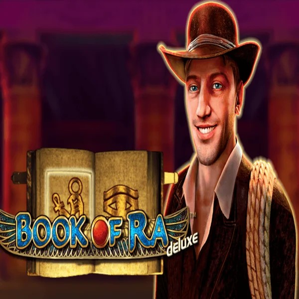 Book of Ra Deluxe slot logo by Novomatic at Casinacho Casino